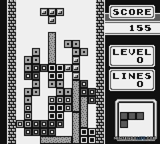 A screenshot of the Game Boy version of Tetris