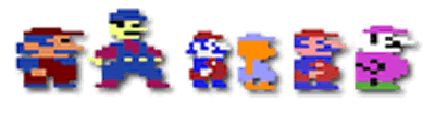 Sprites of Mario on Atari, Coleco, Commodore systems