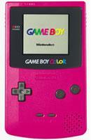 The Gameboy Colour, in a bright fuschia colour
