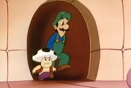 During the scene where the Princess is talking about getting another love potion the spots on Toad's head change briefly to back, and then back to red again.