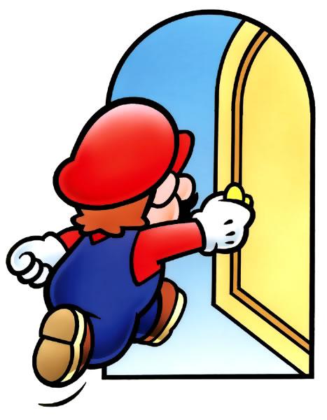 Mario entering a door