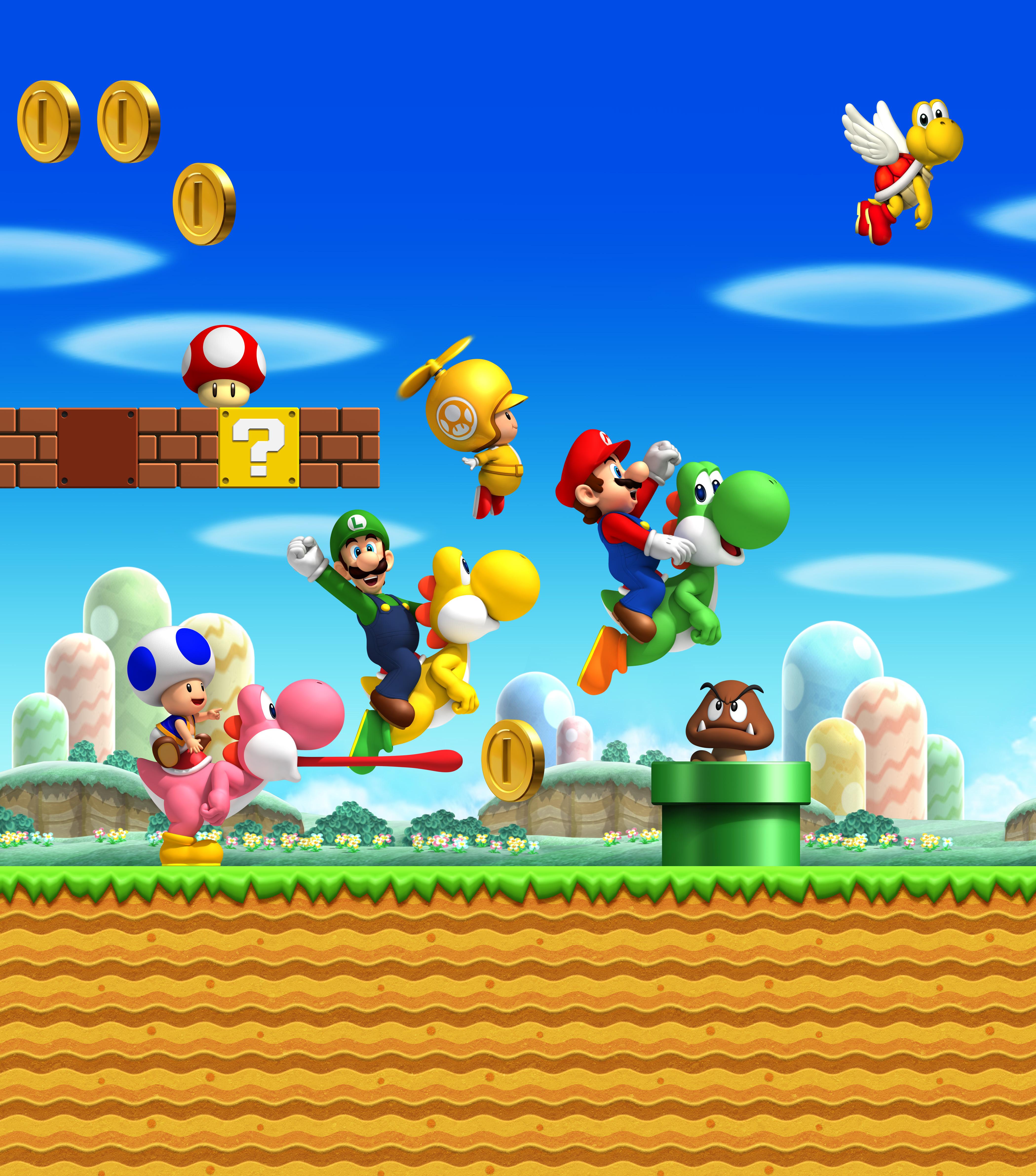 New Super Mario Bros (Wii) Artwork including the playable characters