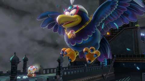 Wingo, a giant, greedy bird (who seems to be wearing Toadette as a necklace) is set to be a constant source of inconvenience to our adventurers in Captain Toad: Treasure Tracker
