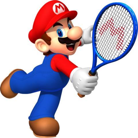 Mario wielding his racket in Mario Tennis Open for Nintendo 3DS