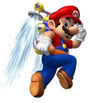 Mario hovering with FLUDD