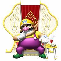 Wario on his throne picking his nose
