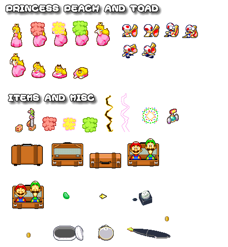 Sprites of Princess Peach and Toad from Mario & Luigi: Superstar Saga