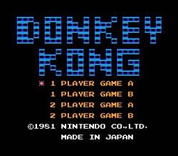 Donkey Kong NES title screen