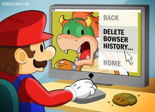 Mario deletes the Bowser history!