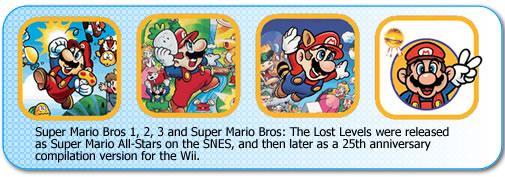 Super Mario Bros 1,2,3 and the Lost levels were re-released as Super Mario Allstars