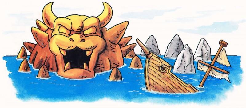 An official artwork of the Sunken Ghost Ship and the entrance to the Valley of Bowser.
