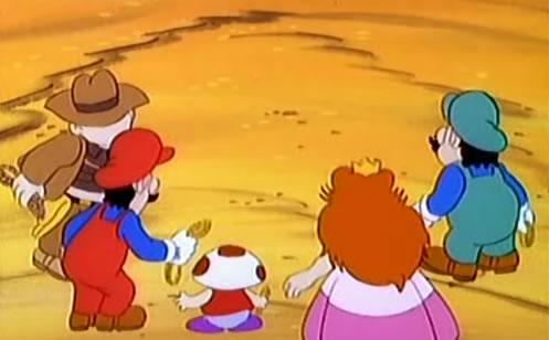 Raiders of the Lost Mushroom: As Koopa escapes through the warp pipe at the end of the episode Mario and Luigi briefly switch colours.