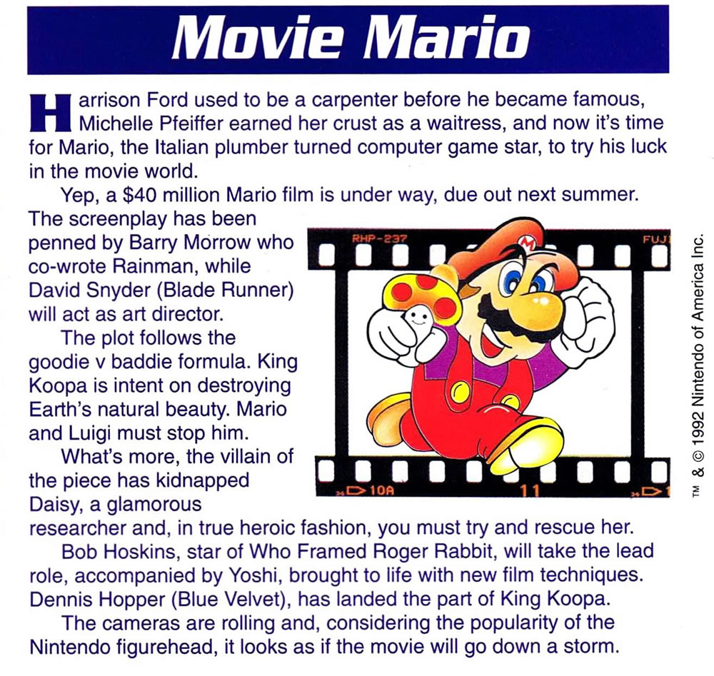 GB Action Issue 4 September 1992 Mario Bros Movie Mention