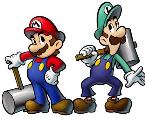 Mario and Luigi armed with hammers