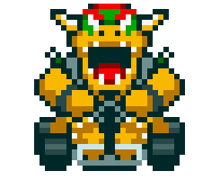 A gif of Bowser from Super Mario Kart