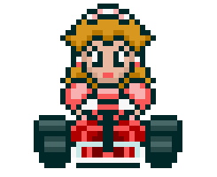 A gif of Princess Toadstool from Super Mario Kart