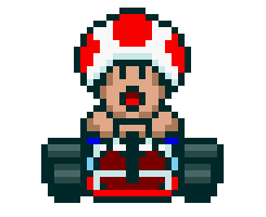 A gif of Toad from Super Mario Kart