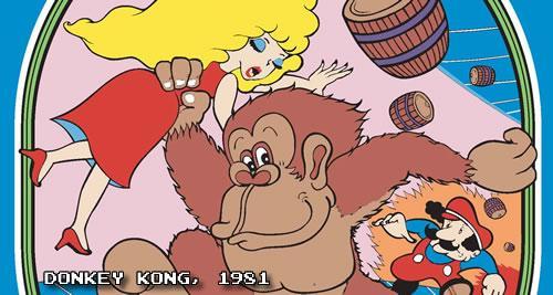 Donkey Kong kidnapping Pauline, and Jumpman (Mario) in pursuit