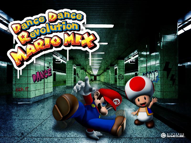 Mario and Toad team up in Dance Dance Revolution: Mario Mix