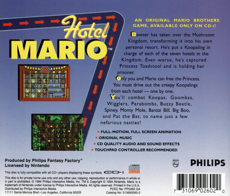 Hotel Mario North American back cover