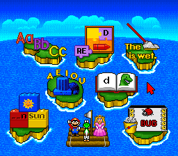 World selection screen — SNES version