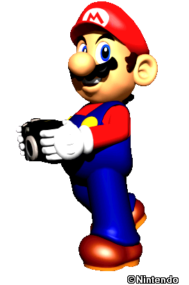 Mario holding a camera