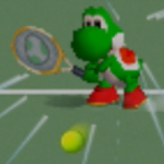Backhand (L) stance in Mario Tennis 64