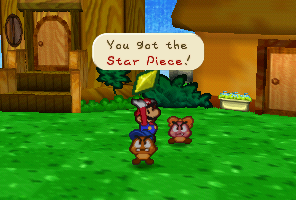 Mario earning a Star Piece from Goombaria
