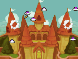 Shroob saucers attacking castle