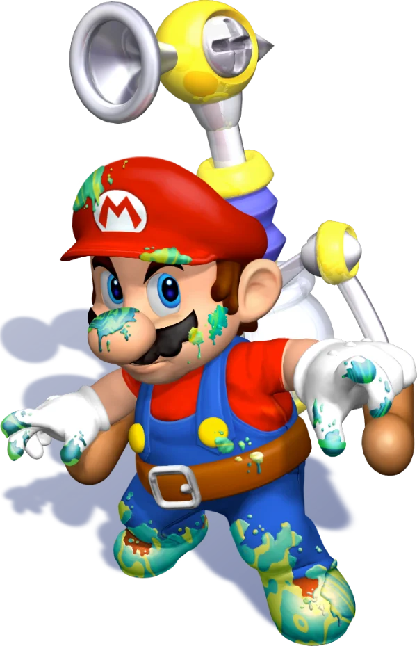 Mario covered in goop