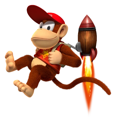 Diddy Kong with jet pack in Donkey Kong Country Returns