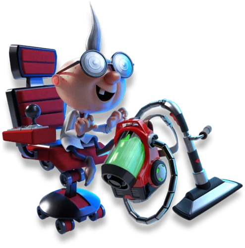Professor E. Gadd with Poltergust G-00 in Luigi's Mansion 3