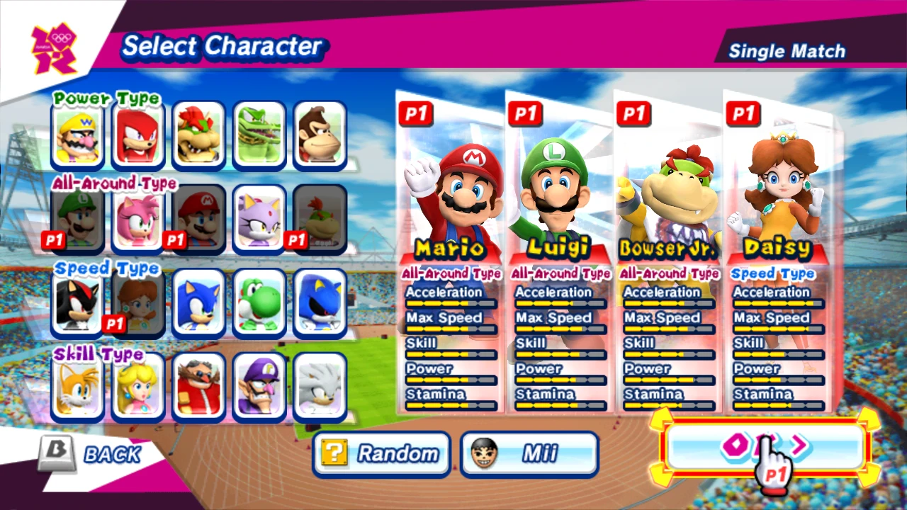 Character select screen