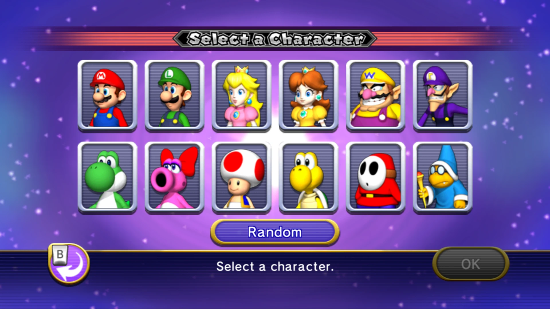 Character selection screen