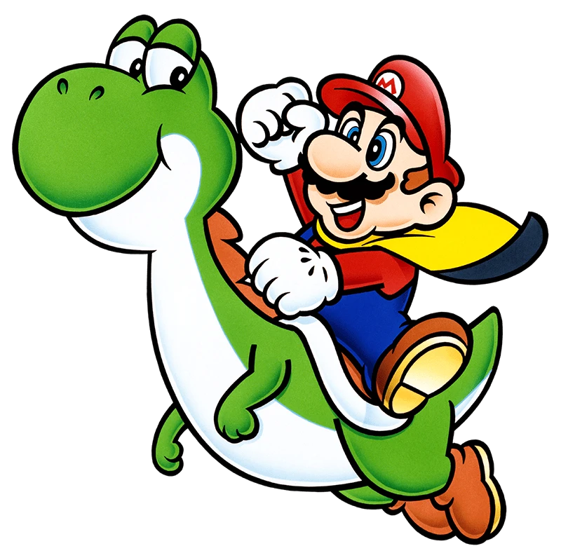 Mario riding Yoshi in Super Mario World