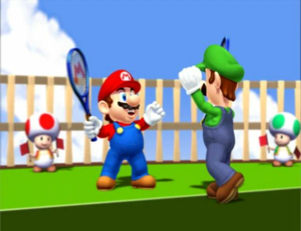 Mario and Luigi celebrate their win