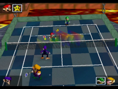 Bowser Stage match in Mario Tennis 64