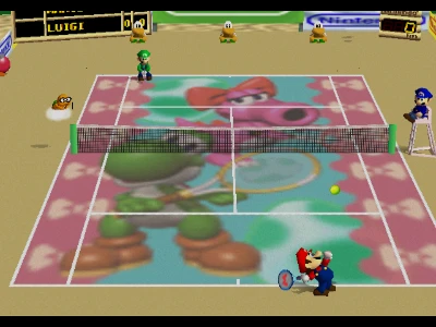 Birdo & Yoshi Court in Mario Tennis 64