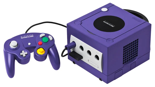 Indigo Nintendo GameCube console with controller and memory card